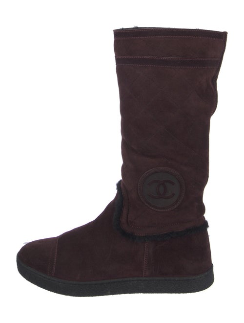 Chanel Interlocking CC Logo Suede Boots