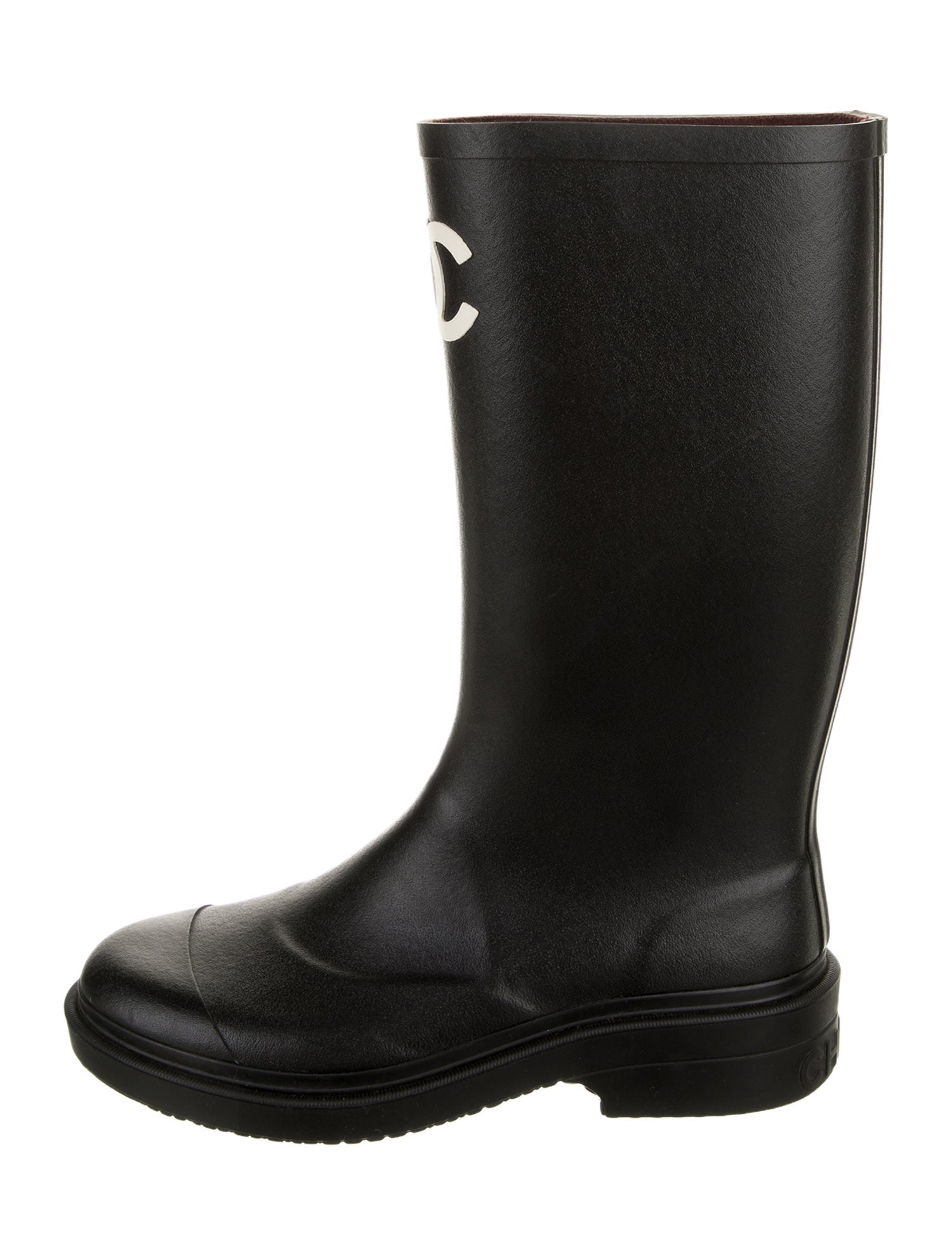 Chanel Interlocking CC Logo Rubber Rain Boots