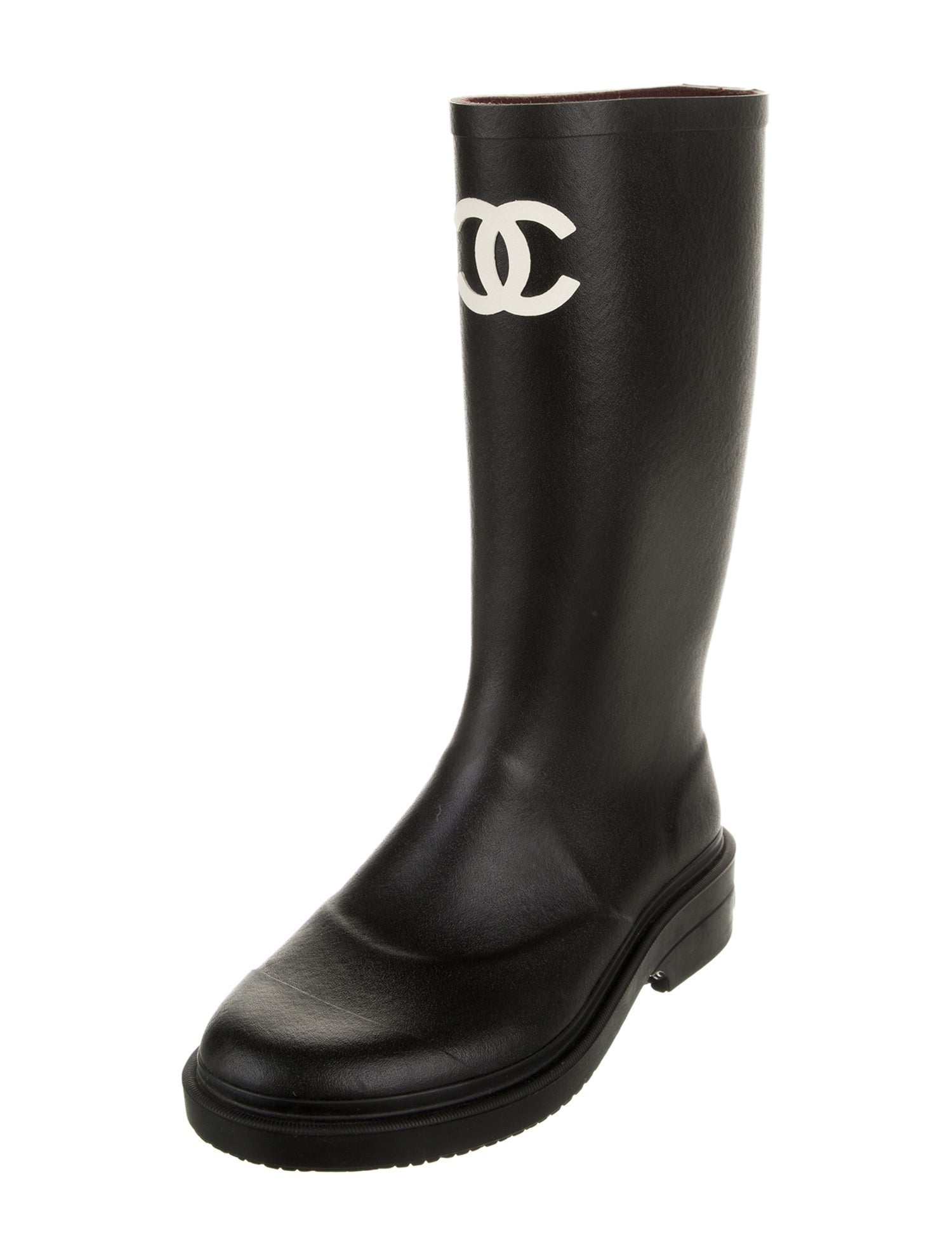 Chanel Interlocking CC Logo Rubber Rain Boots