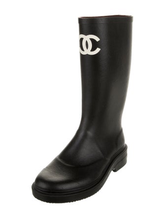 Chanel Interlocking CC Logo Rubber Rain Boots