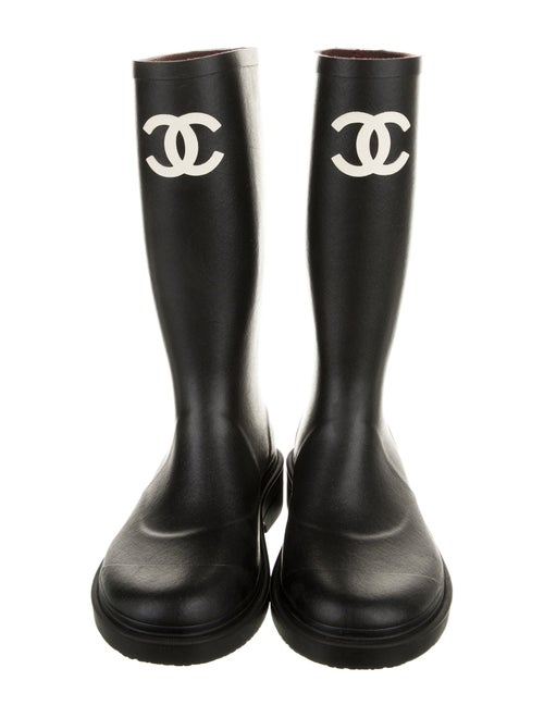 Chanel Interlocking CC Logo Rubber Rain Boots