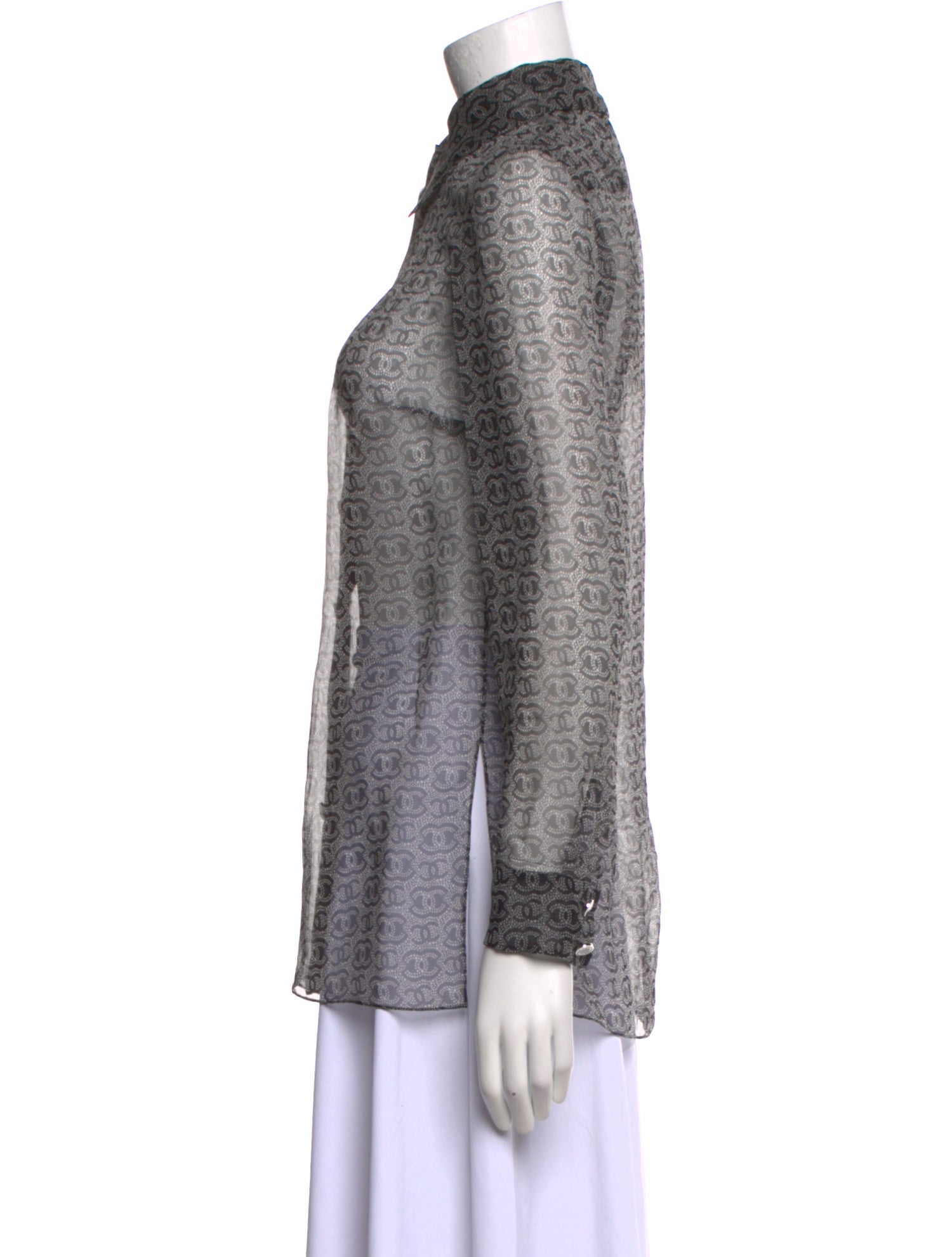 Chanel 2023 Silk Button-Up Top