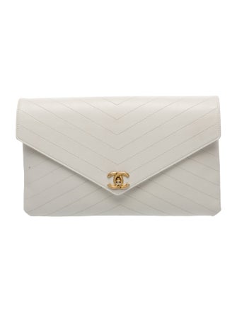 Chanel Chevron CC Envelope Clutch