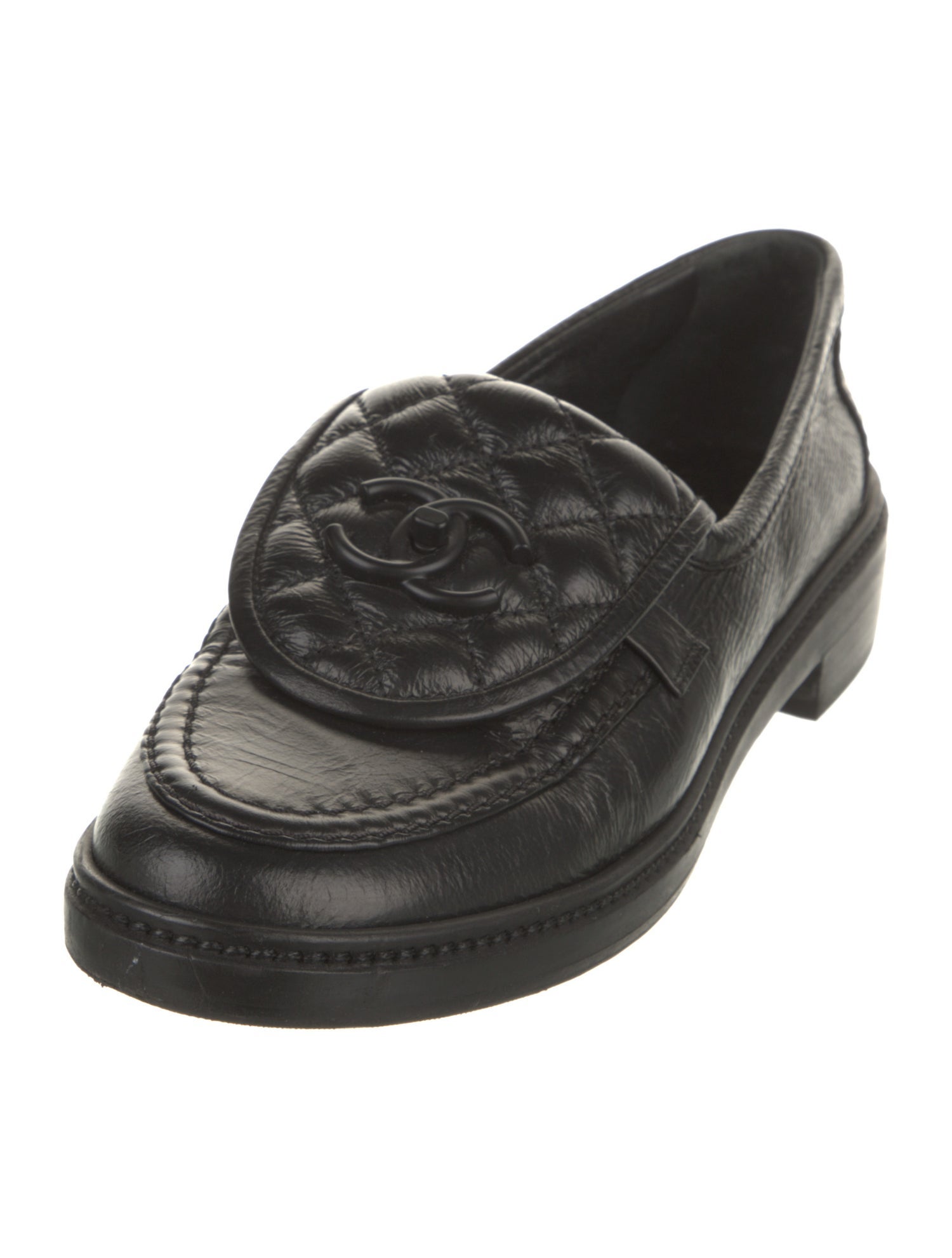 Chanel Interlocking CC Logo Leather Loafers