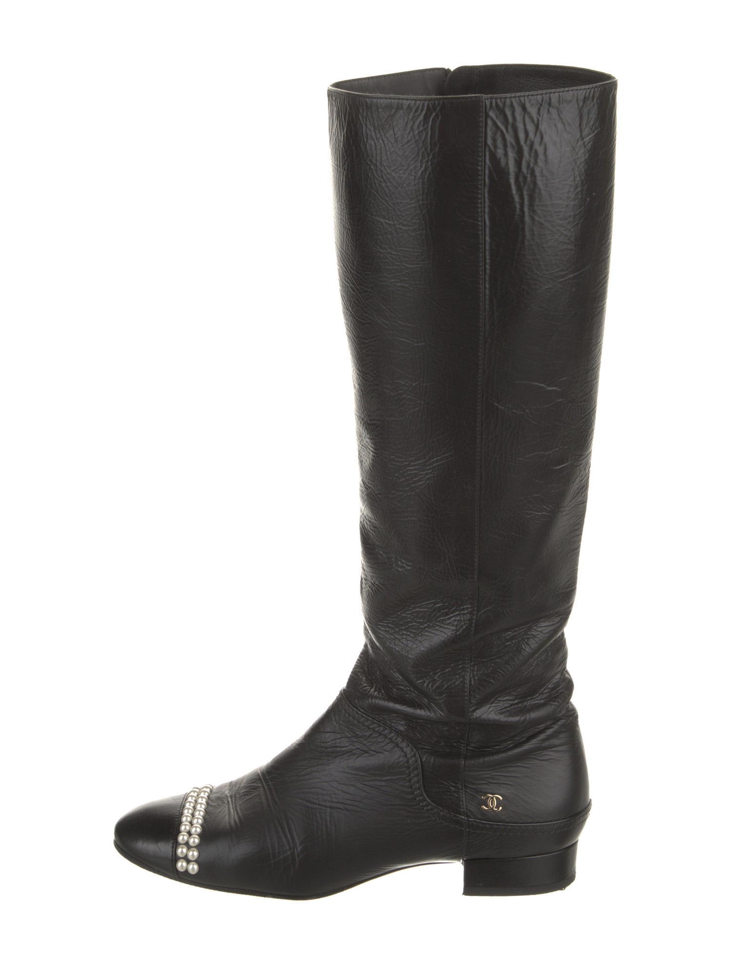 Chanel Interlocking CC Logo Leather Riding Boots