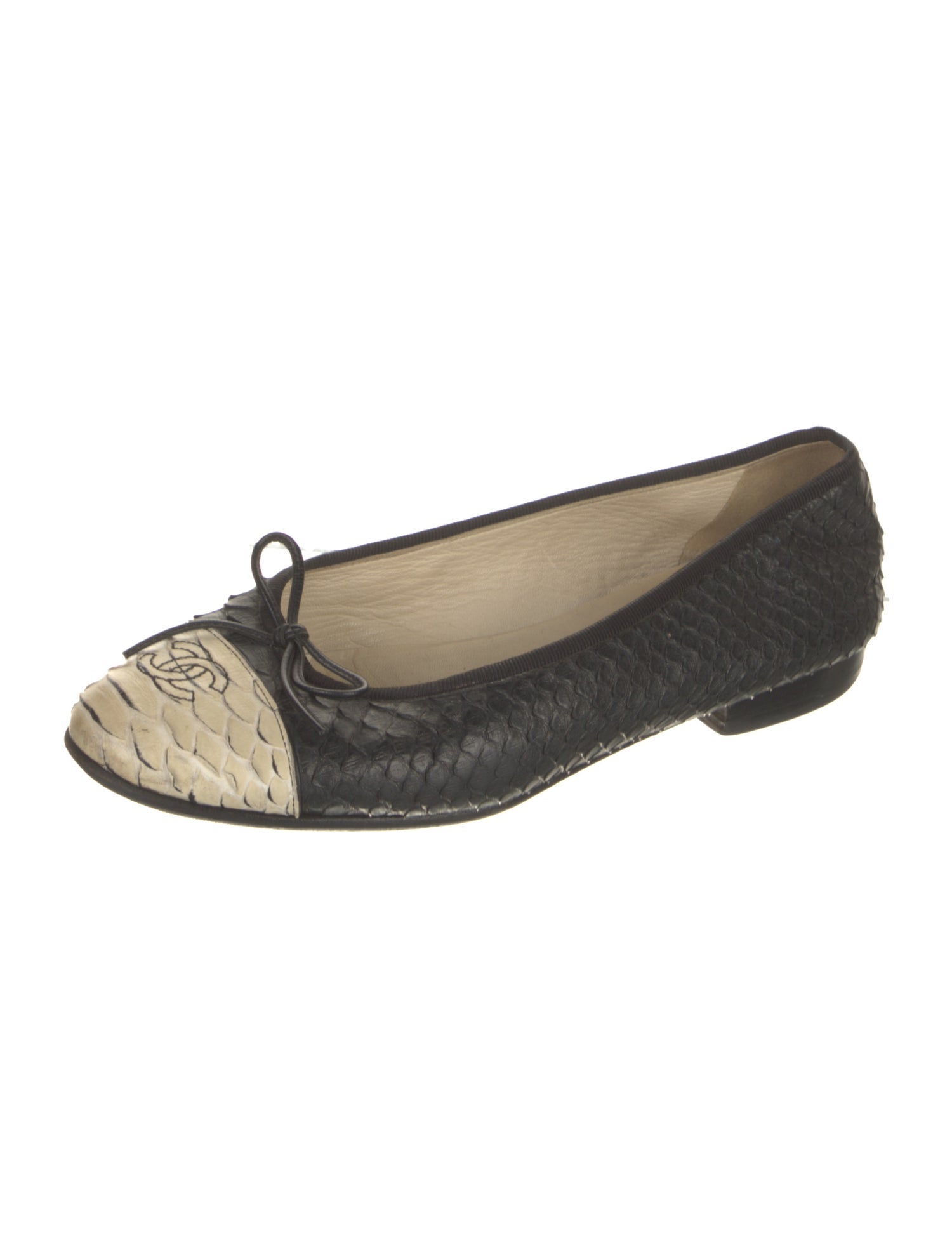 Chanel Interlocking CC Logo Python Ballet Flats