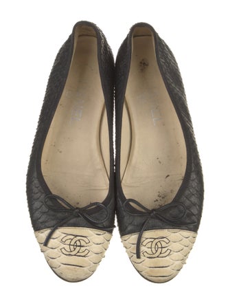 Chanel Interlocking CC Logo Python Ballet Flats