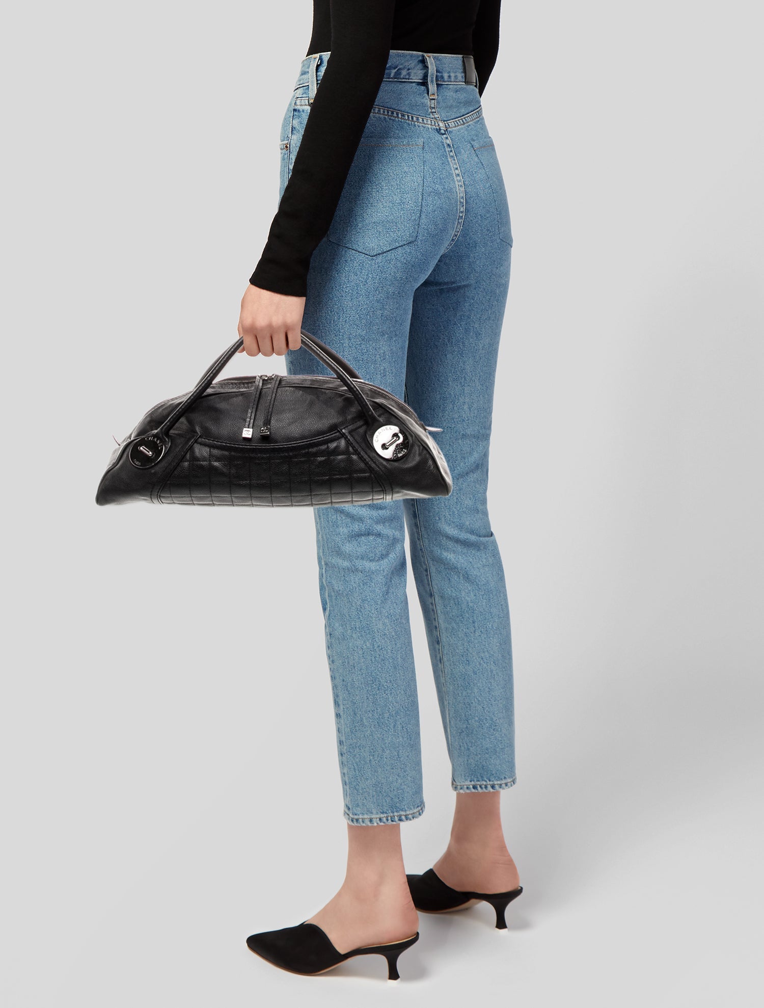 Chanel Square Quilt Button Handle Bag