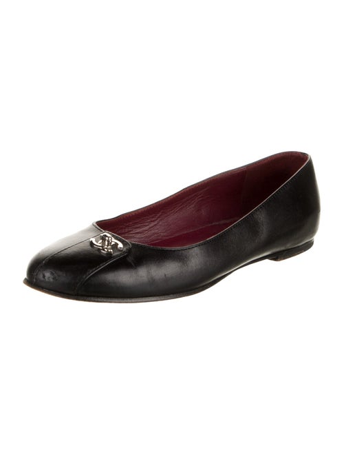Chanel Interlocking CC Logo Leather Ballet Flats