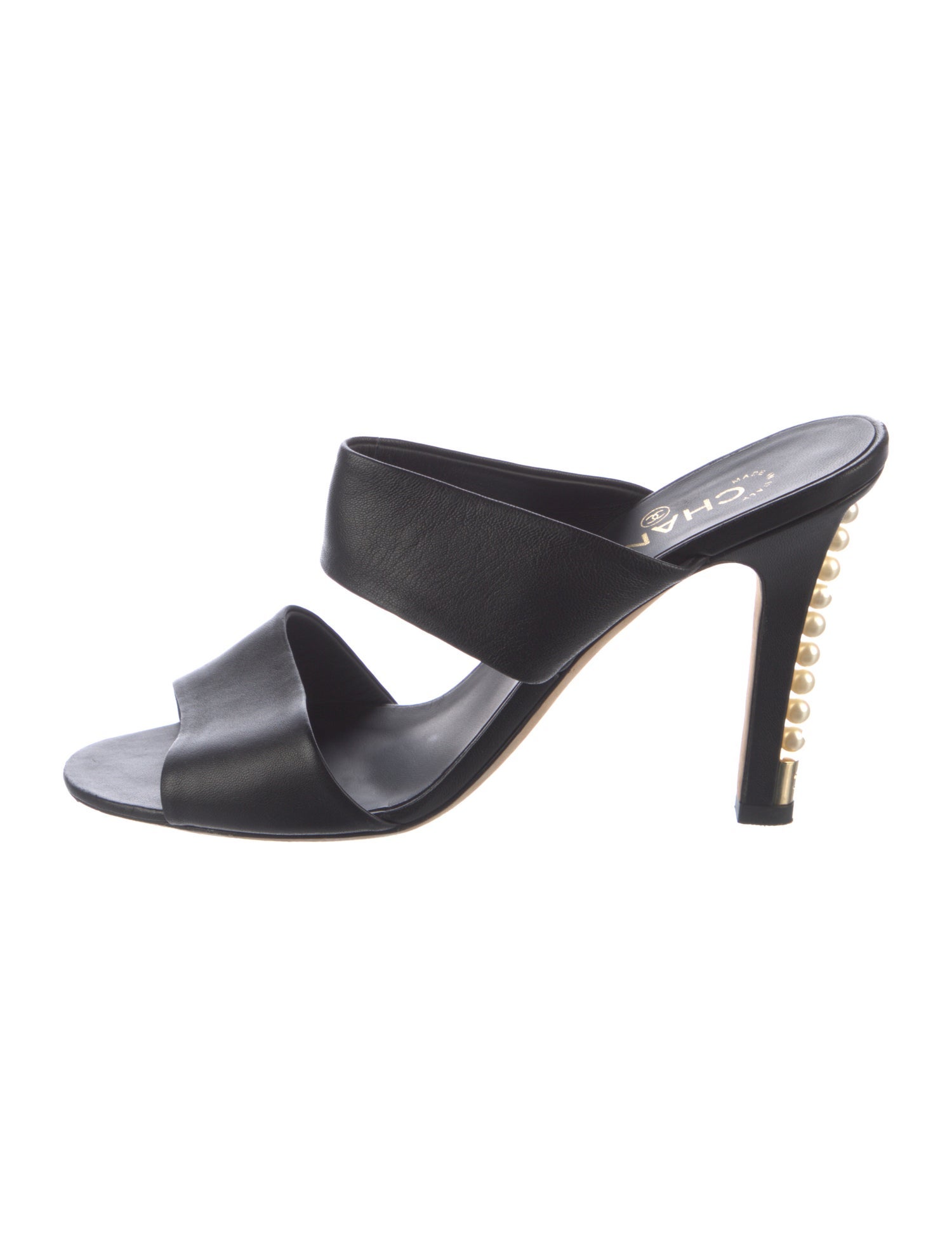 Chanel Interlocking CC Logo Leather Slides