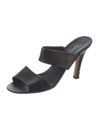 Chanel Interlocking CC Logo Leather Slides