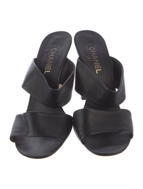 Chanel Interlocking CC Logo Leather Slides