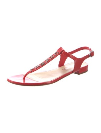 Chanel Interlocking CC Logo Leather T-Strap Sandals
