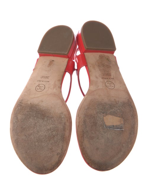 Chanel Interlocking CC Logo Leather T-Strap Sandals