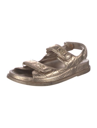 Chanel Interlocking CC Logo Leather Slingback Sandals