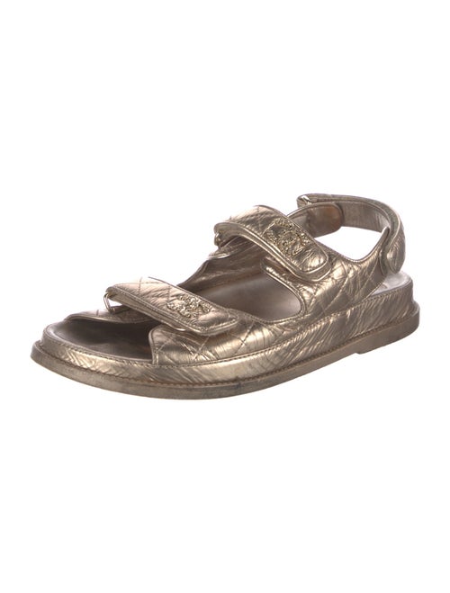 Chanel Interlocking CC Logo Leather Slingback Sandals