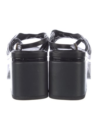 Chanel Interlocking CC Logo Leather Slingback Sandals