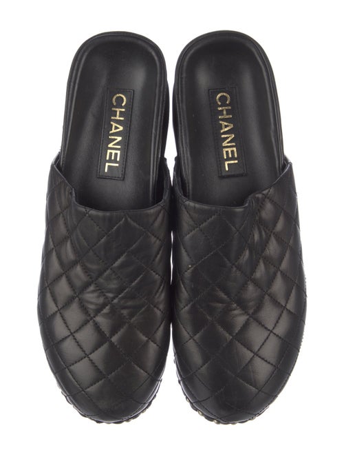 Chanel Interlocking CC Logo Leather Mules