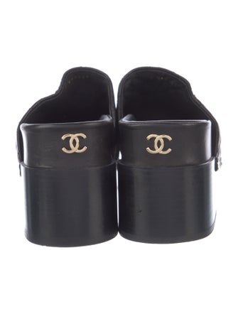 Chanel Interlocking CC Logo Leather Mules