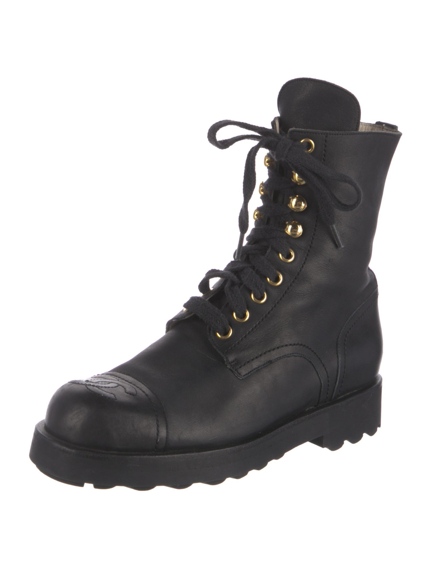 Chanel Vintage Interlocking CC Logo Combat Boots