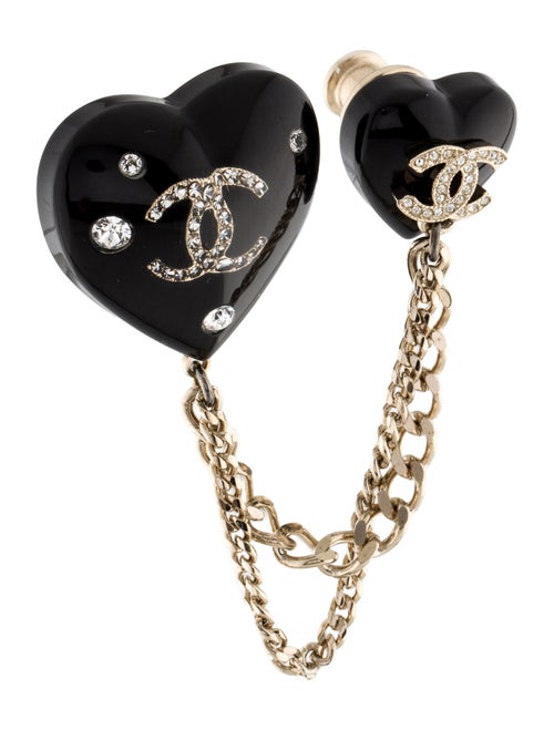 Chanel 2022 Strass & Resin CC Heart Brooch