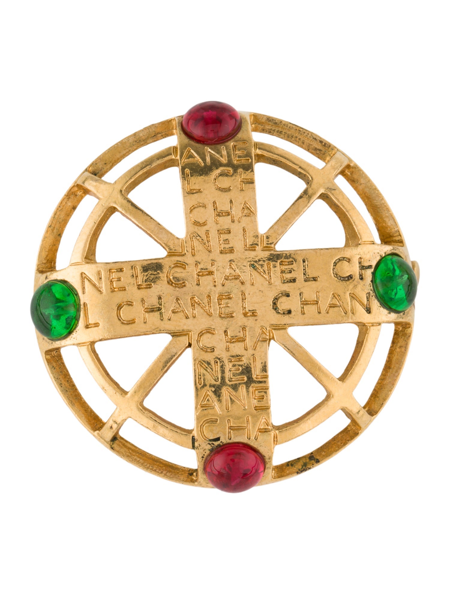 Chanel Vintage Gripoix Logo Brooch