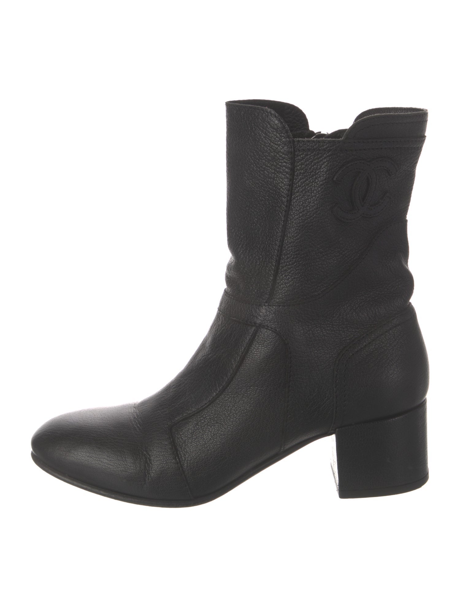 Chanel Vintage Interlocking CC Logo Moto Boots
