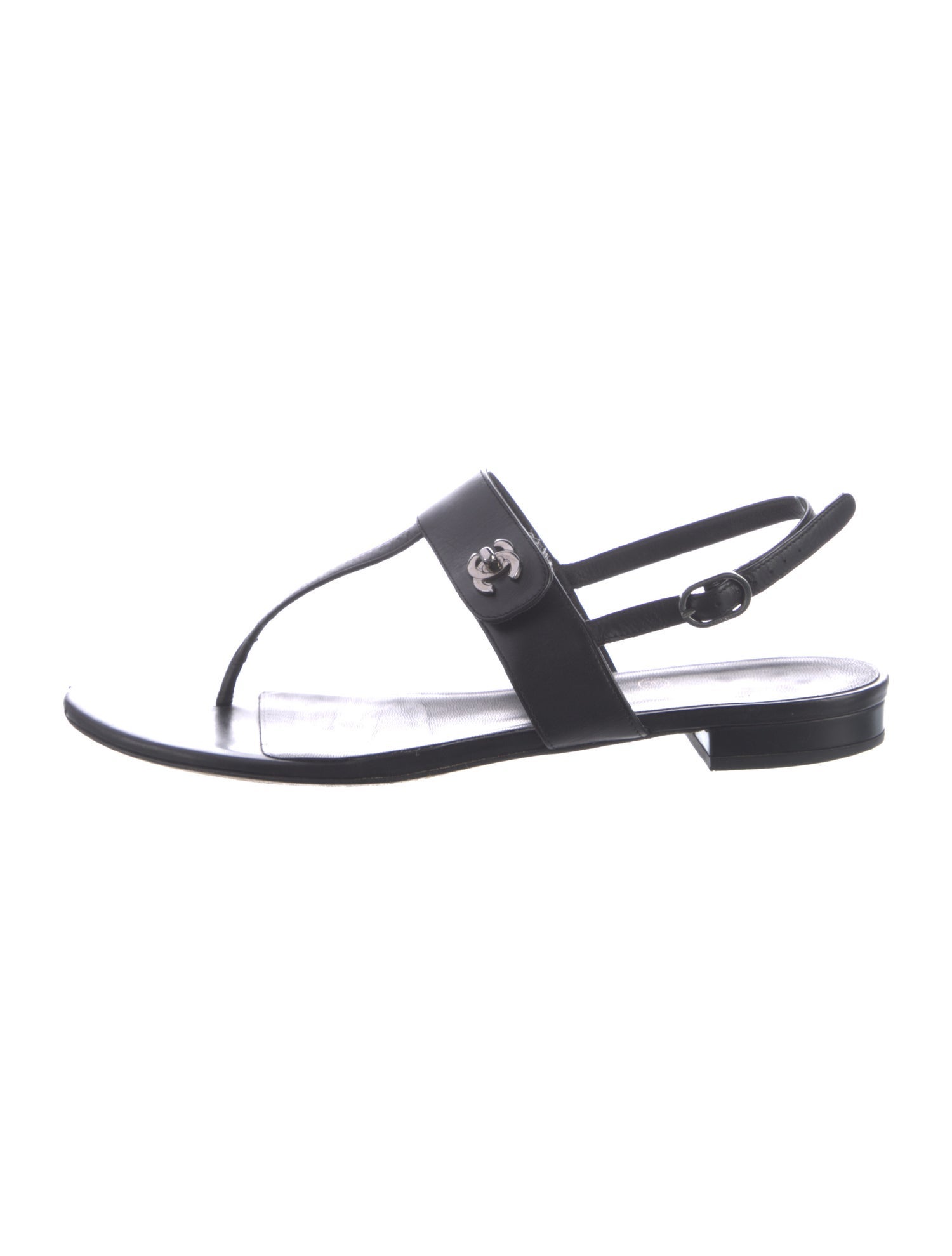 Chanel 2017 Interlocking CC Logo T-Strap Sandals