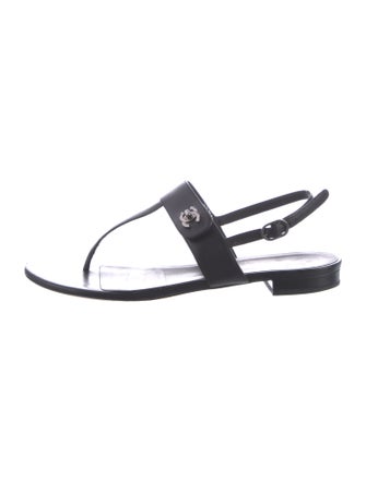 Chanel 2017 Interlocking CC Logo T-Strap Sandals