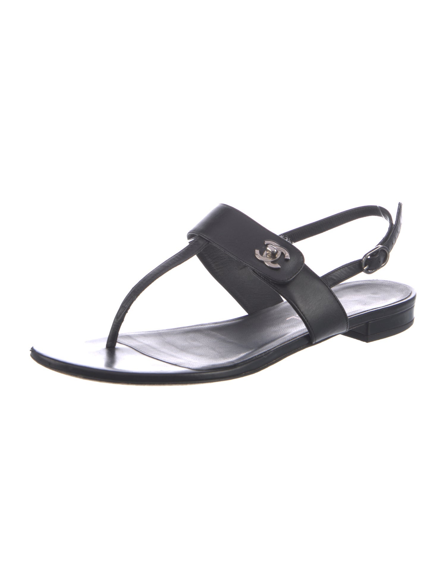 Chanel 2017 Interlocking CC Logo T-Strap Sandals