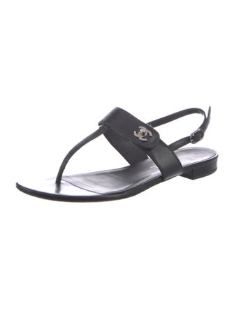Chanel 2017 Interlocking CC Logo T-Strap Sandals