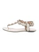 Gucci Faux Pearl Accents Leather T-Strap Sandals