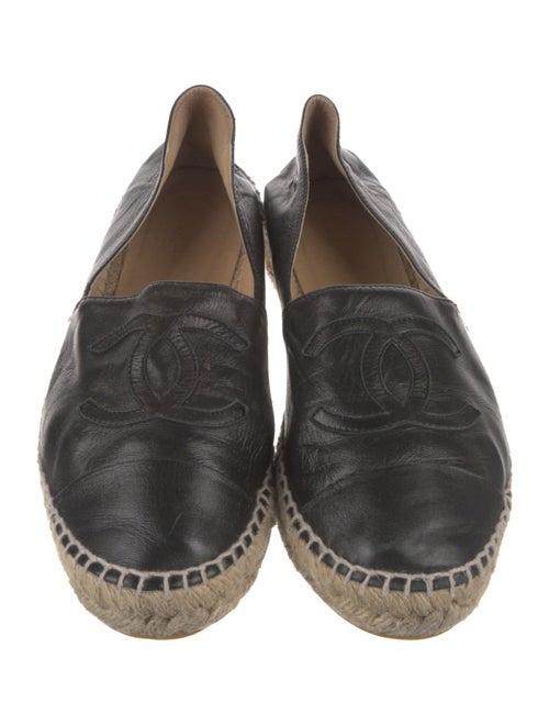 Chanel Interlocking CC Logo Leather Espadrilles