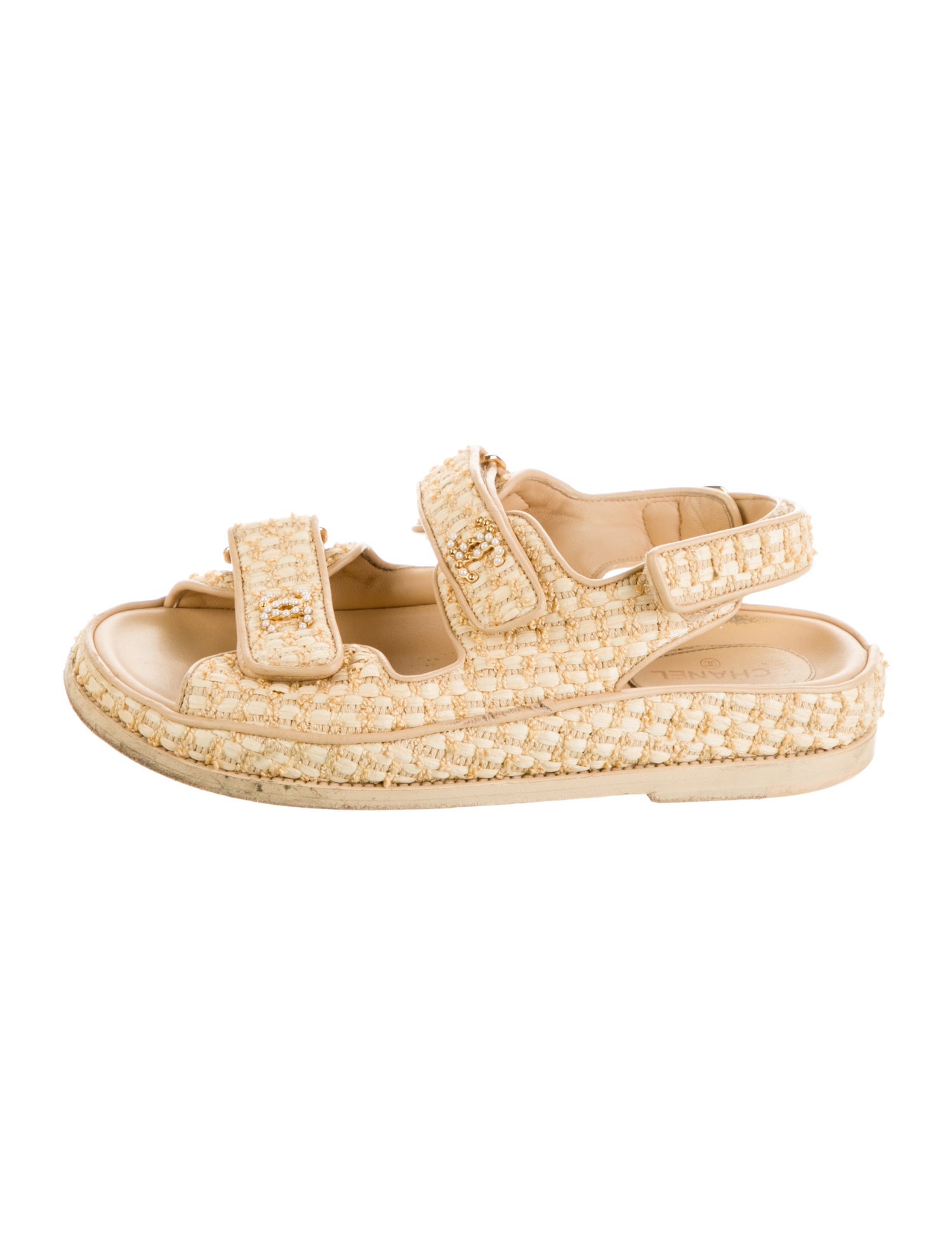 Chanel Interlocking CC Logo Raffia Espadrilles