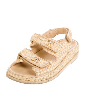 Chanel Interlocking CC Logo Raffia Espadrilles