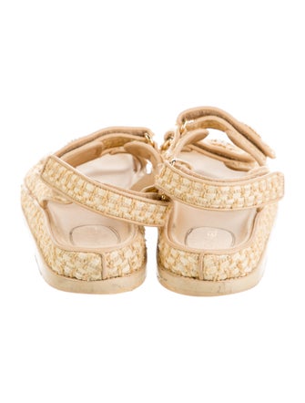 Chanel Interlocking CC Logo Raffia Espadrilles