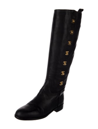 Chanel Interlocking CC Logo Leather Riding Boots