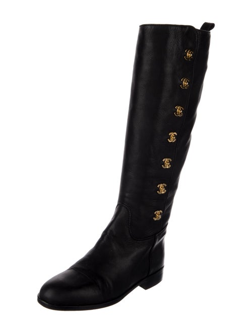 Chanel Interlocking CC Logo Leather Riding Boots