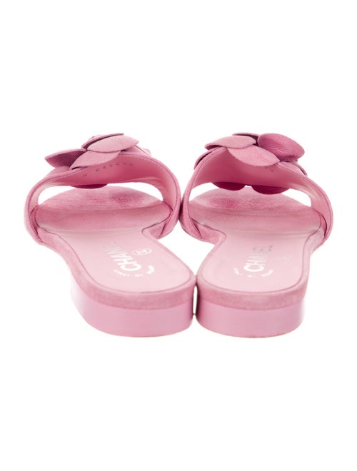 Chanel Interlocking CC Logo Suede Slides