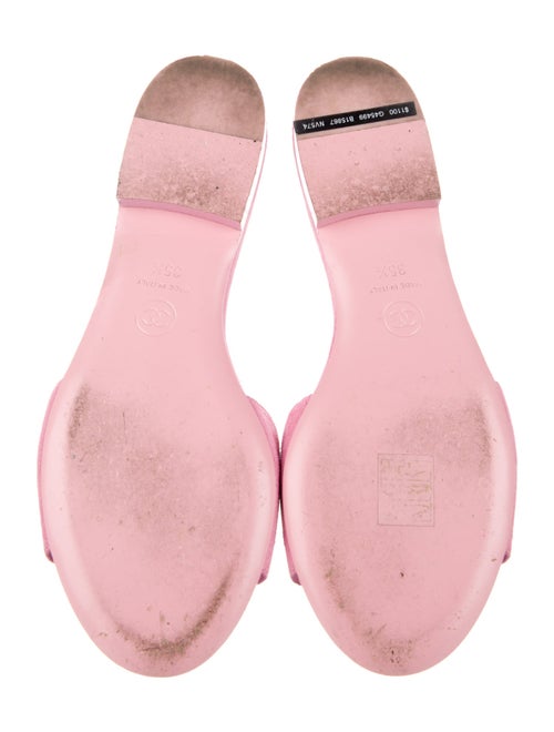 Chanel Interlocking CC Logo Suede Slides