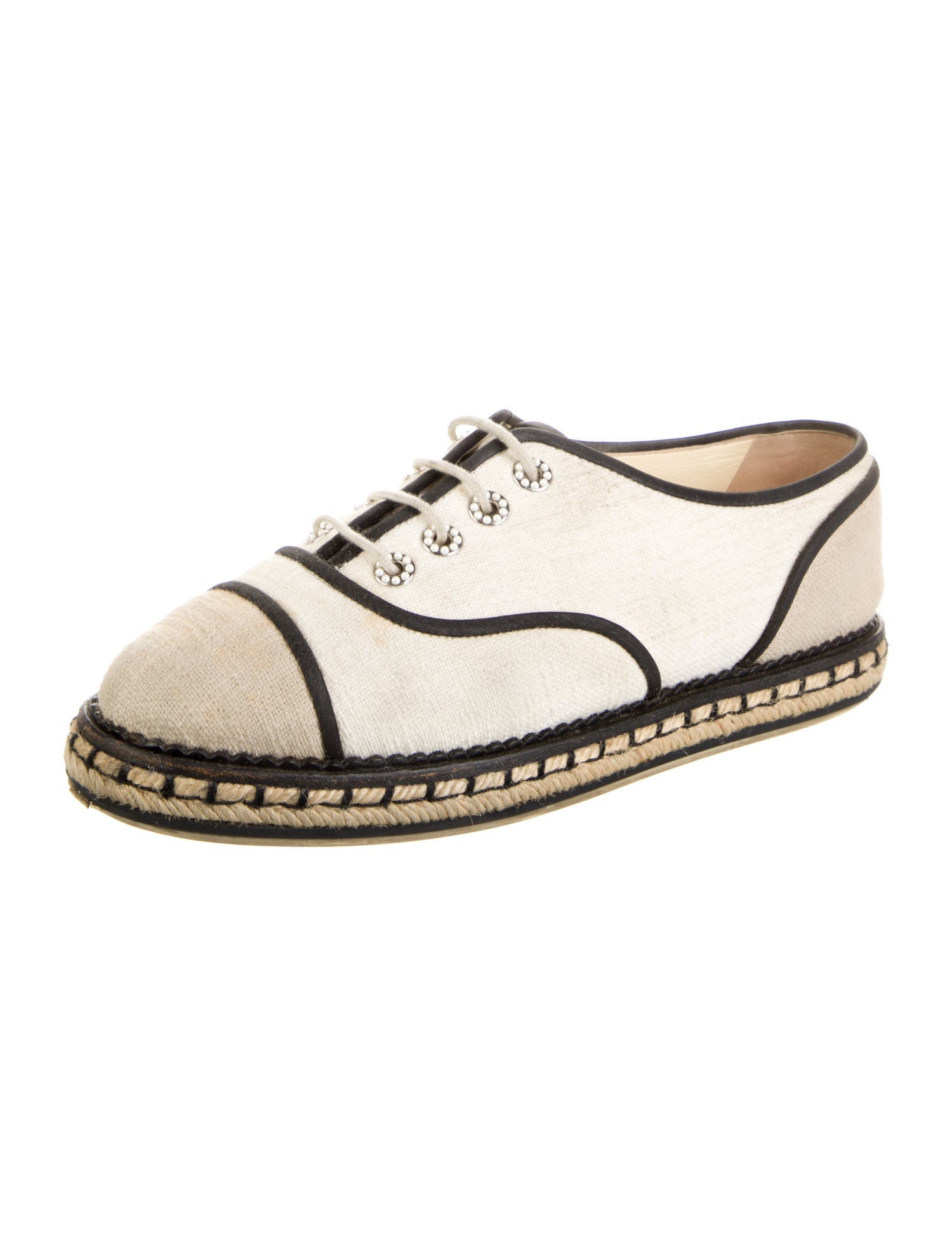 Chanel 2016 Faux Pearl Accents Espadrille Sneakers
