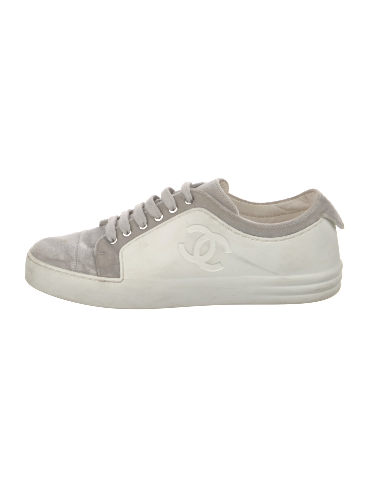 Chanel Interlocking CC Logo Velvet Sneakers