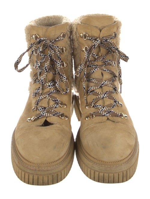 Chanel Interlocking CC Logo Suede Combat Boots