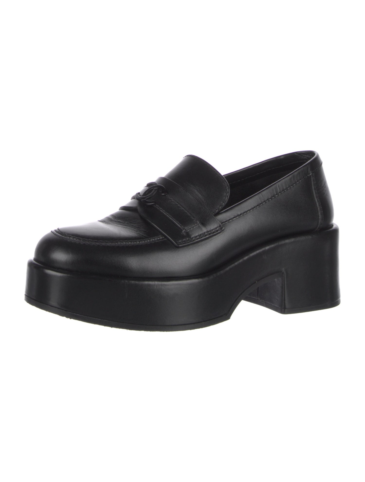 Chanel Interlocking CC Logo Leather Oxfords