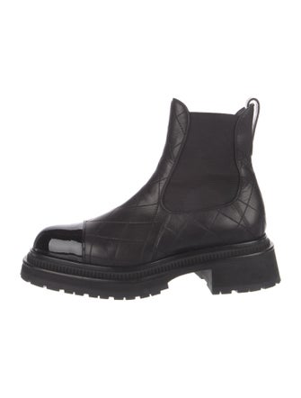 Chanel Interlocking CC Logo Leather Chelsea Boots