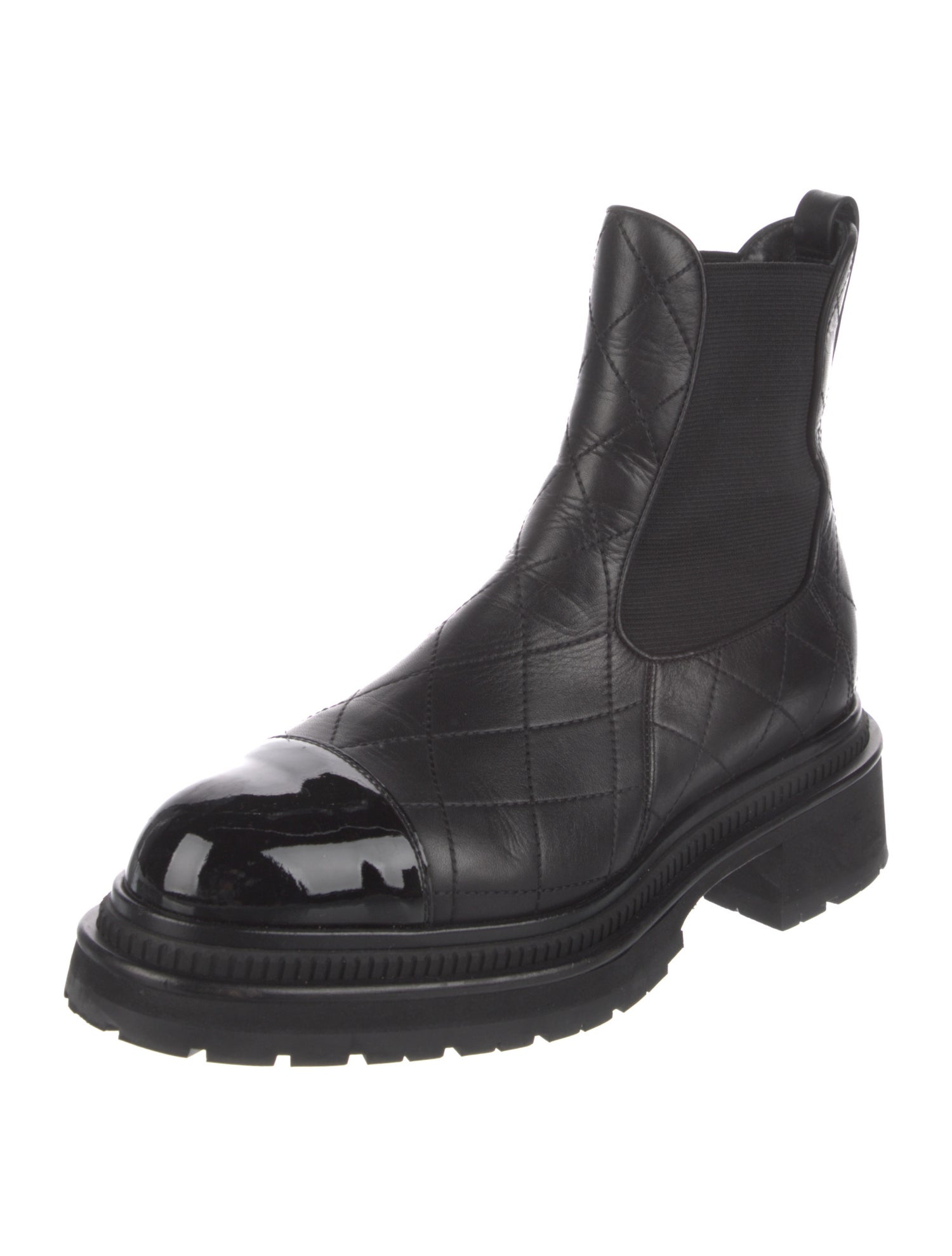 Chanel Interlocking CC Logo Leather Chelsea Boots