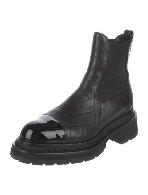 Chanel Interlocking CC Logo Leather Chelsea Boots