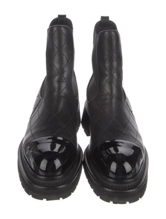 Chanel Interlocking CC Logo Leather Chelsea Boots