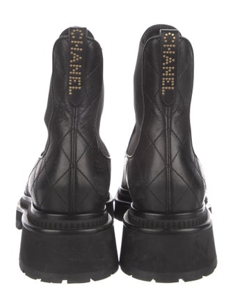 Chanel Interlocking CC Logo Leather Chelsea Boots