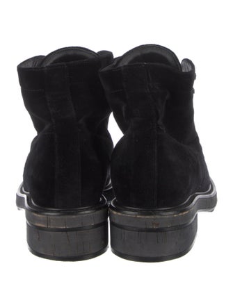 Chanel Interlocking CC Logo Velvet Combat Boots